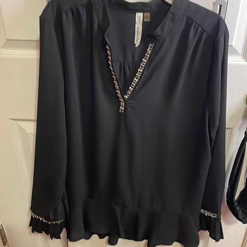Fancy Black rhinestone blouse